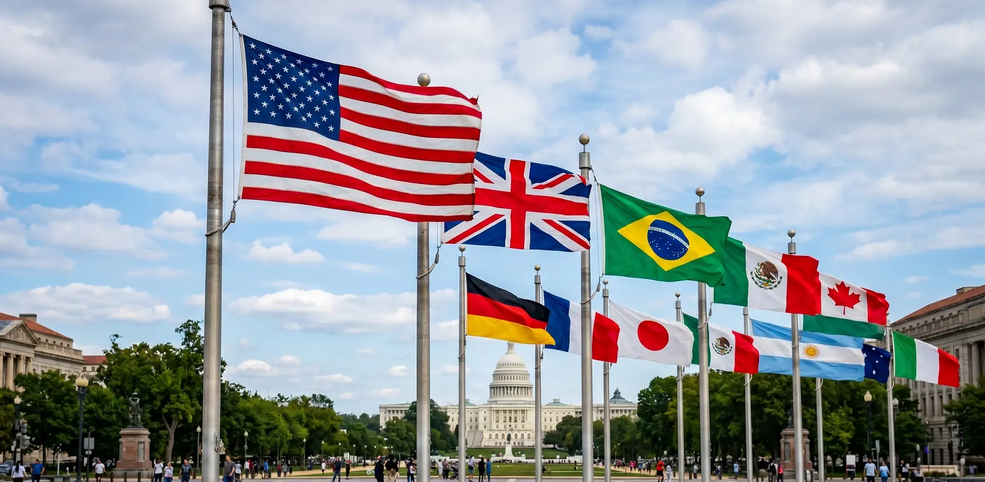 International flags on flagpoles for World Cup 2026 - Baldwin Flags St. Louis