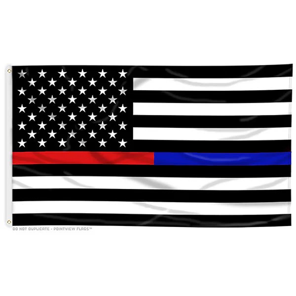 3X5' THIN BLUE/RED US