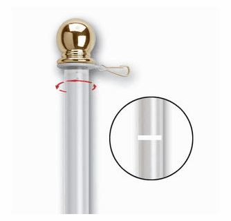 6' 2 PC WHT SPIN POLE/BALL