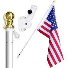6' POLE WHITE, BRKT & US FLAG