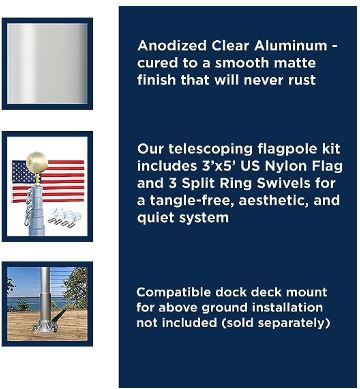 [2501TW] 20' TELESCOPING WHITE POLE